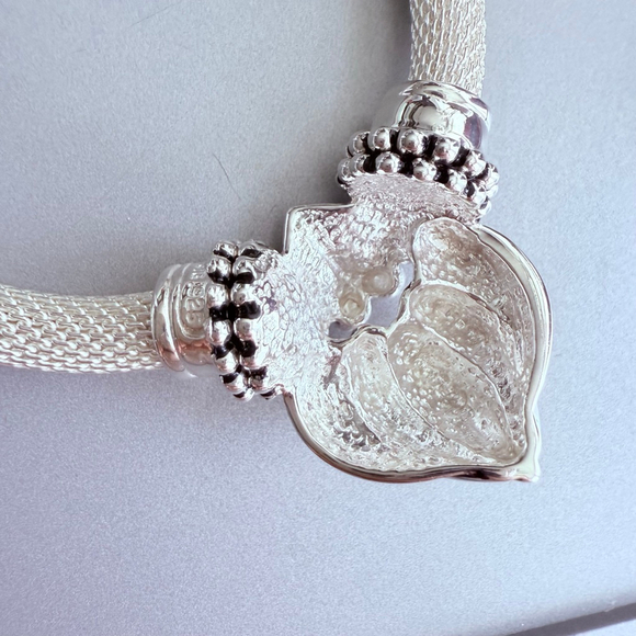 Joseph Esposito Fluted Puffy Heart 6mm Mesh Somerset Sterling Silver Necklace - Picture 7 of 11